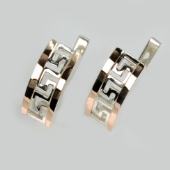 Серебряные серьги с золотыми вставками