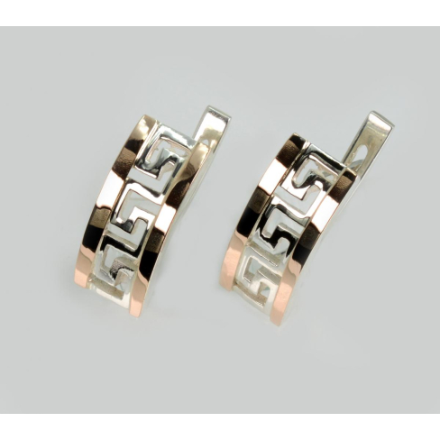 Серебряные серьги с золотыми вставками