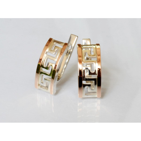 Серебряные серьги с золотыми вставками (022с)