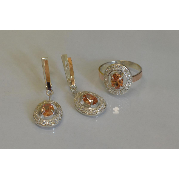 Набор серебряный с золотыми напайками (023)