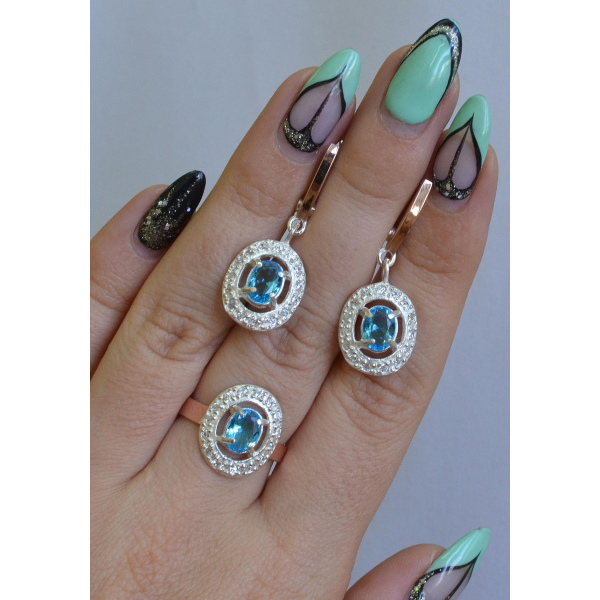 Набор серебряный с золотыми напайками (023)