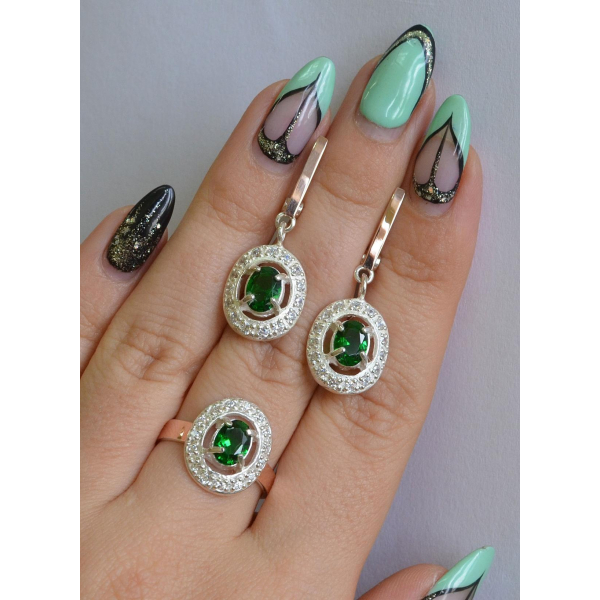 Набор серебряный с золотыми напайками (023)