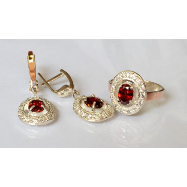 Набор серебряный с золотыми напайками (023)