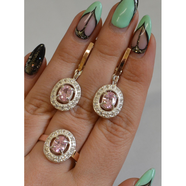 Набор серебряный с золотыми напайками (023)