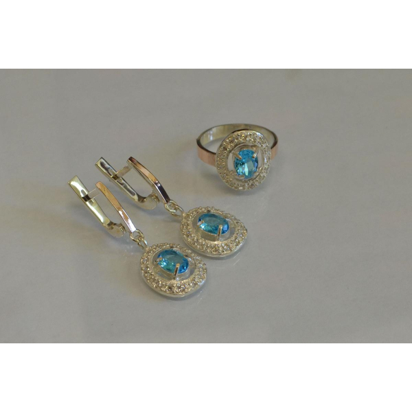 Набор серебряный с золотыми напайками (023)