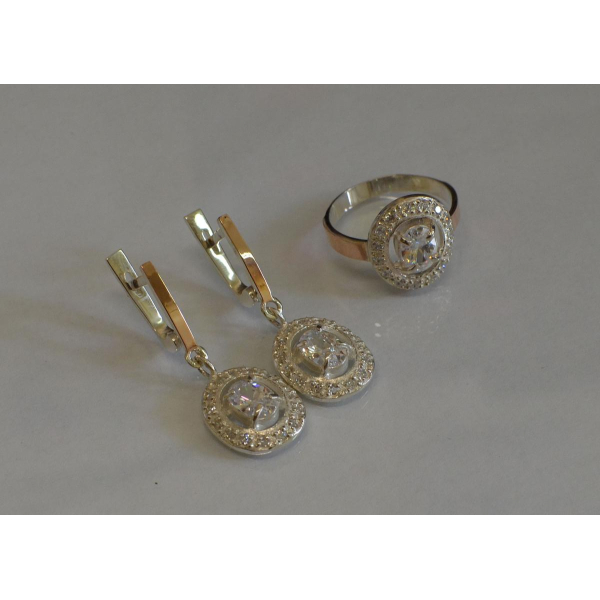 Набор серебряный с золотыми напайками (023)