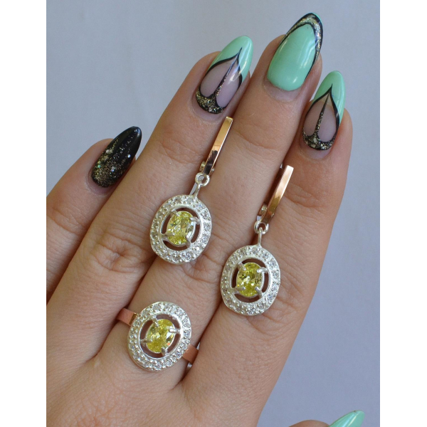 Набор серебряный с золотыми напайками (023)