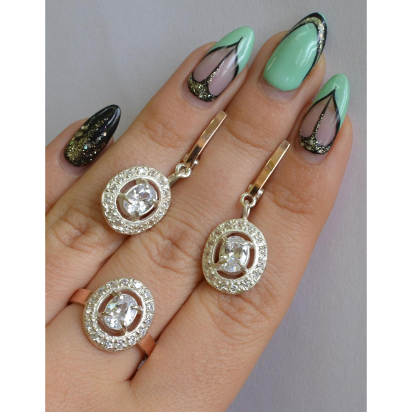 Набор серебряный с золотыми напайками (023)