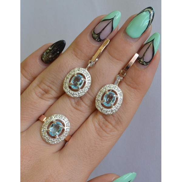 Набор серебряный с золотыми напайками (023)