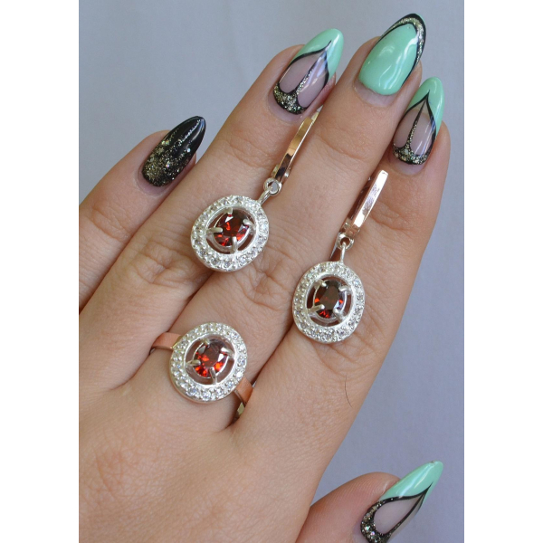 Набор серебряный с золотыми напайками (023)