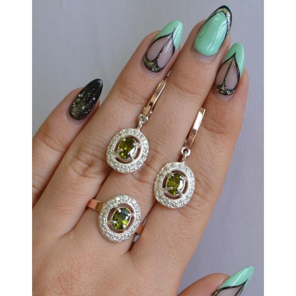 Набор серебряный с золотыми напайками (023)