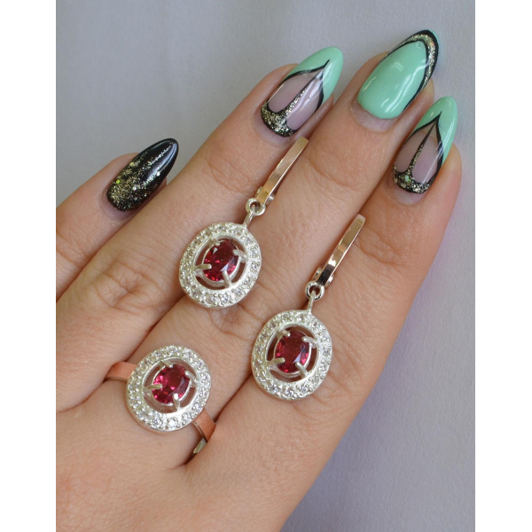 Набор серебряный с золотыми напайками (023)