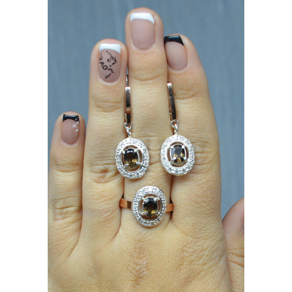 Набор серебряный с золотыми напайками (023)