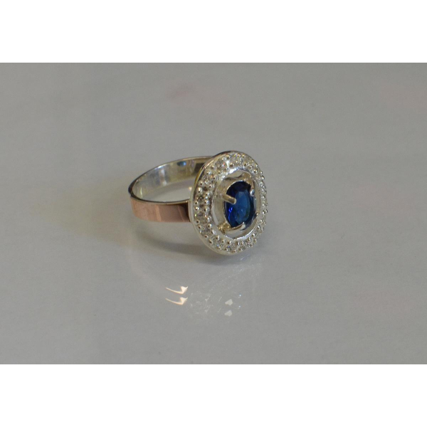 Кольцо серебряное с золотыми пластинам (023к)