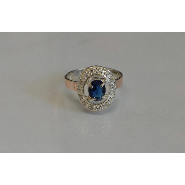 Кольцо серебряное с золотыми пластинам (023к)