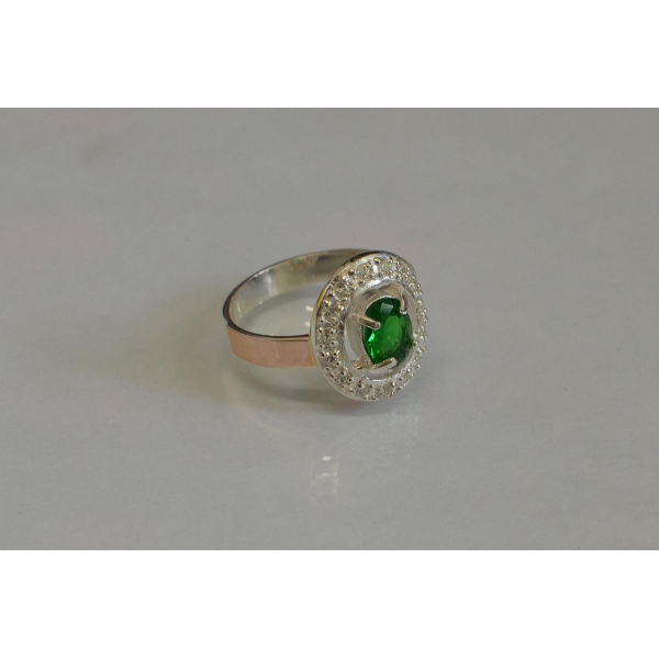 Кольцо серебряное с золотыми пластинам (023к)