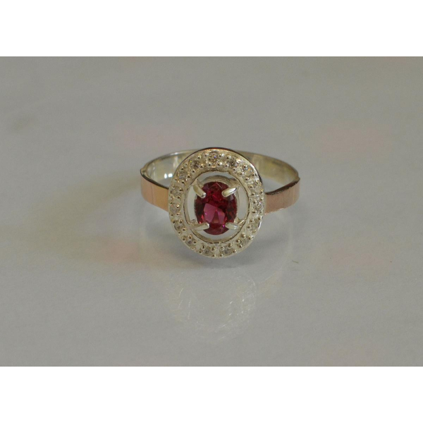 Кольцо серебряное с золотыми пластинам (023к)