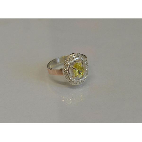 Кольцо серебряное с золотыми пластинам (023к)