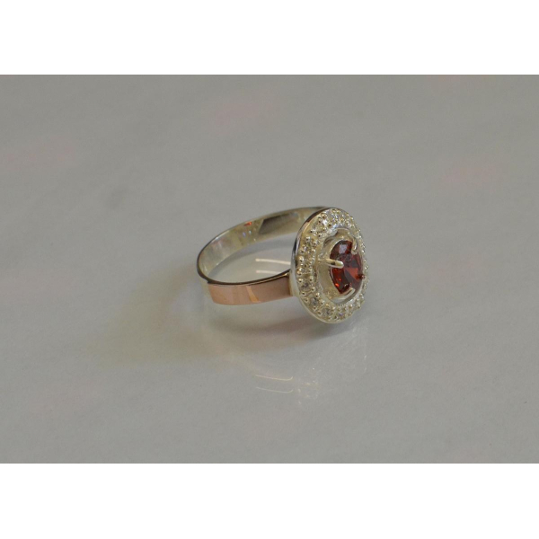 Кольцо серебряное с золотыми пластинам (023к)