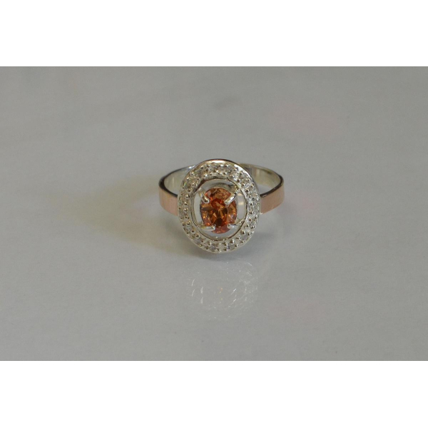 Кольцо серебряное с золотыми пластинам (023к)