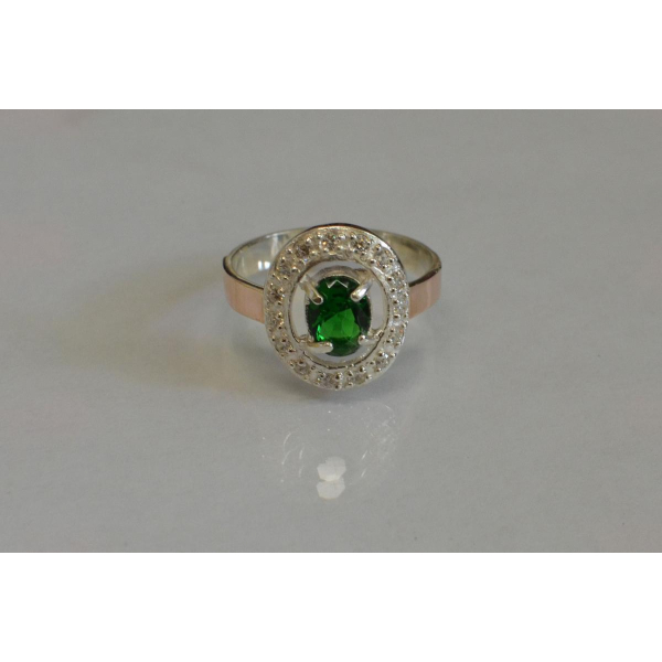 Кольцо серебряное с золотыми пластинам (023к)