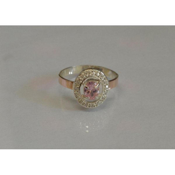 Кольцо серебряное с золотыми пластинам (023к)