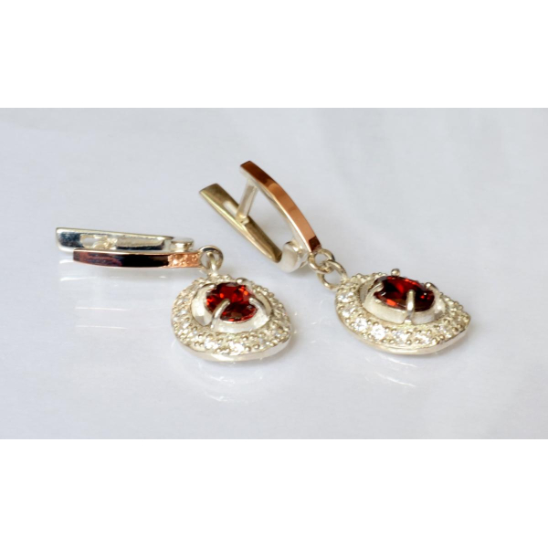 Серьги серебряные  с накладками из золота (023с)