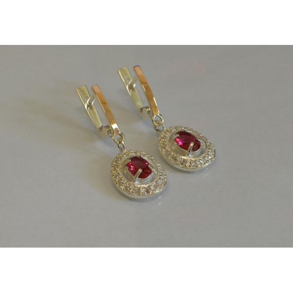 Серьги серебряные  с накладками из золота (023с)