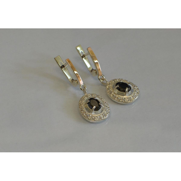 Серьги серебряные  с накладками из золота (023с)