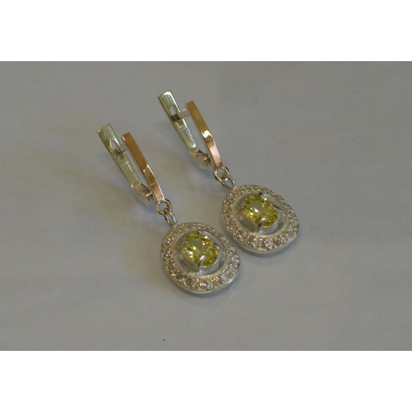 Серьги серебряные  с накладками из золота (023с)