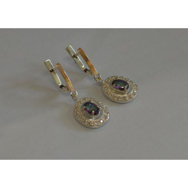 Серьги серебряные  с накладками из золота (023с)