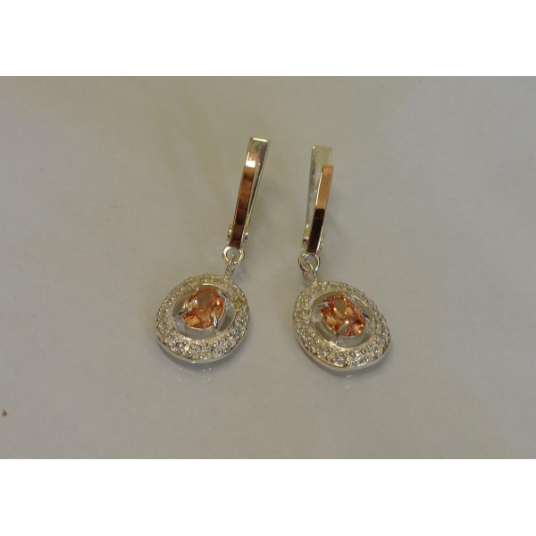 Серьги серебряные  с накладками из золота (023с)