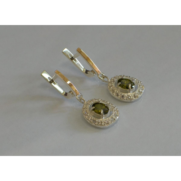 Серьги серебряные  с накладками из золота (023с)