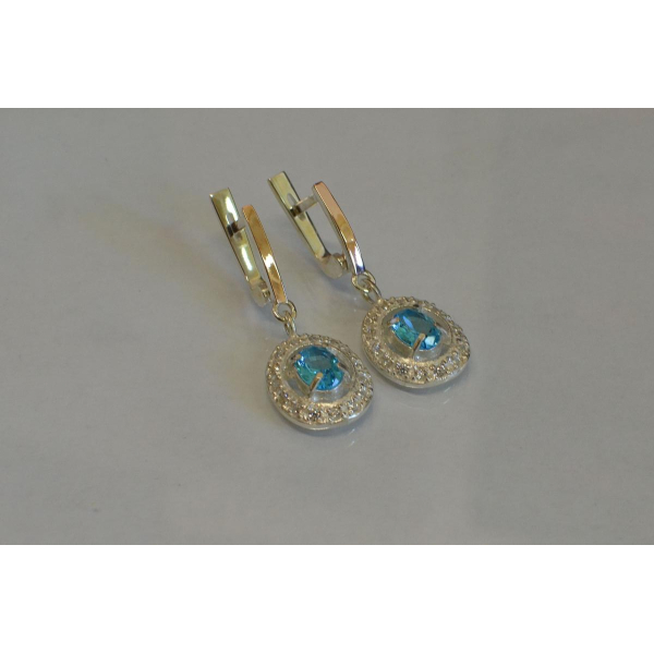 Серьги серебряные  с накладками из золота (023с)