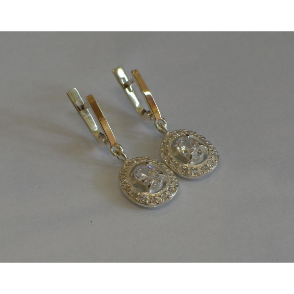 Серьги серебряные  с накладками из золота (023с)