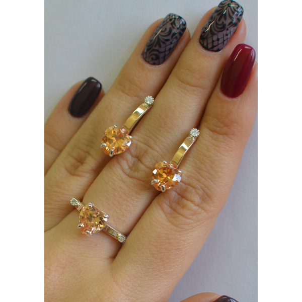 Серебряный гарнитур с золотыми напайками (025)