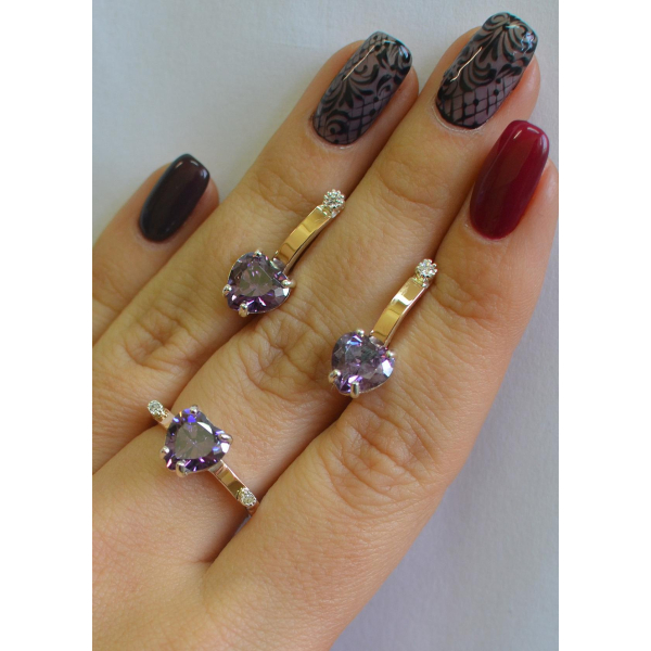 Серебряный гарнитур с золотыми напайками (025)