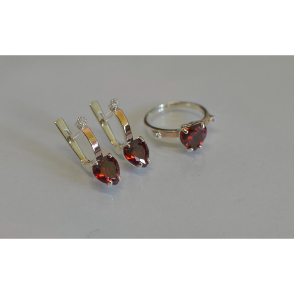 Серебряный гарнитур с золотыми напайками (025)