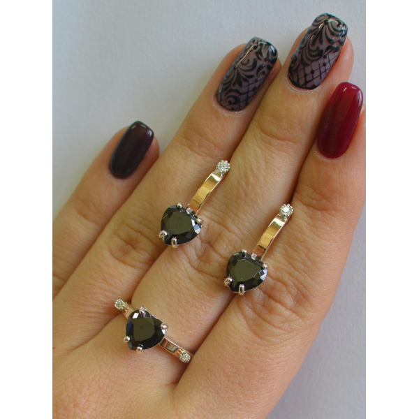 Серебряный гарнитур с золотыми напайками (025)