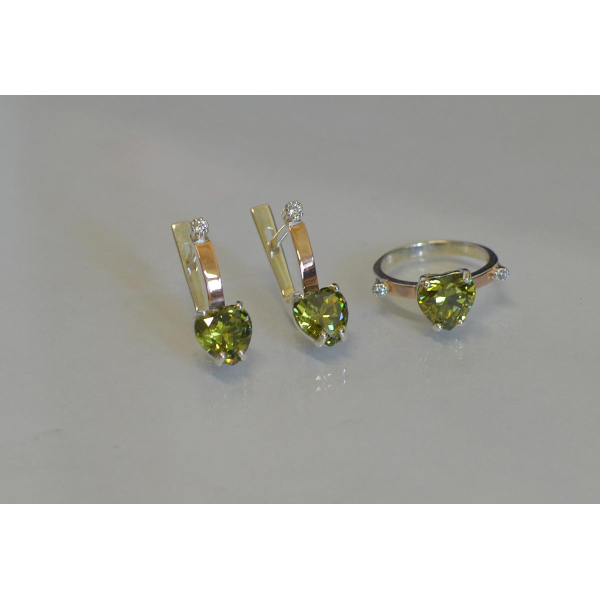 Серебряный гарнитур с золотыми напайками (025)