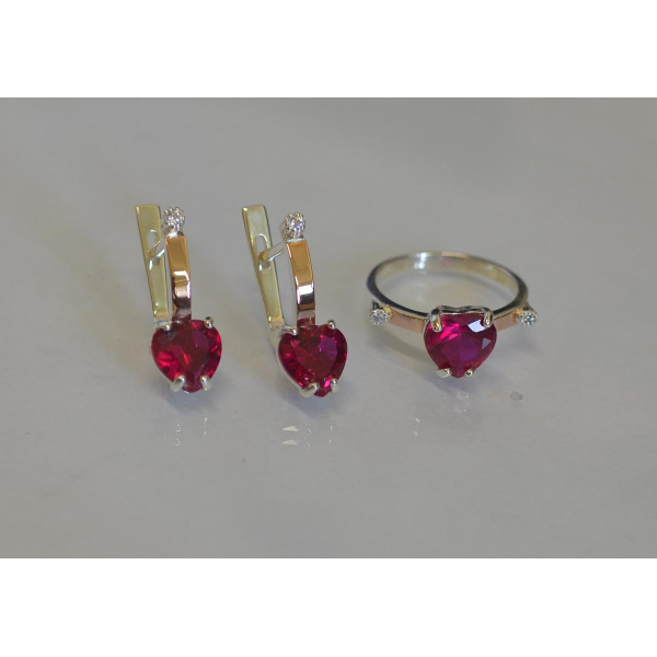 Серебряный гарнитур с золотыми напайками (025)