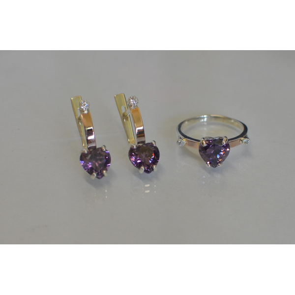 Серебряный гарнитур с золотыми напайками (025)