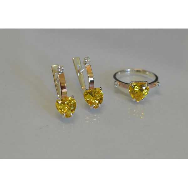 Серебряный гарнитур с золотыми напайками (025)