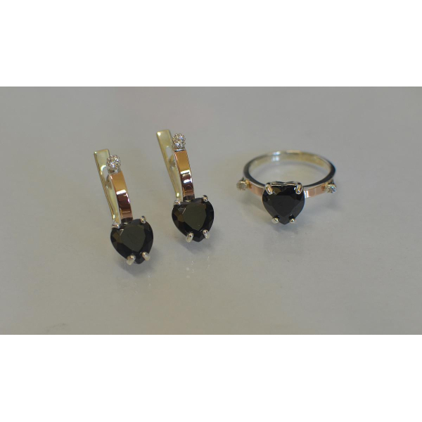 Серебряный гарнитур с золотыми напайками (025)