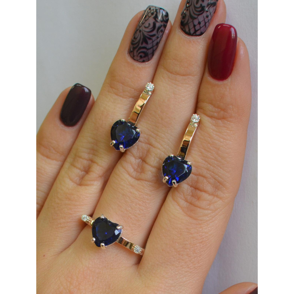 Серебряный гарнитур с золотыми напайками (025)