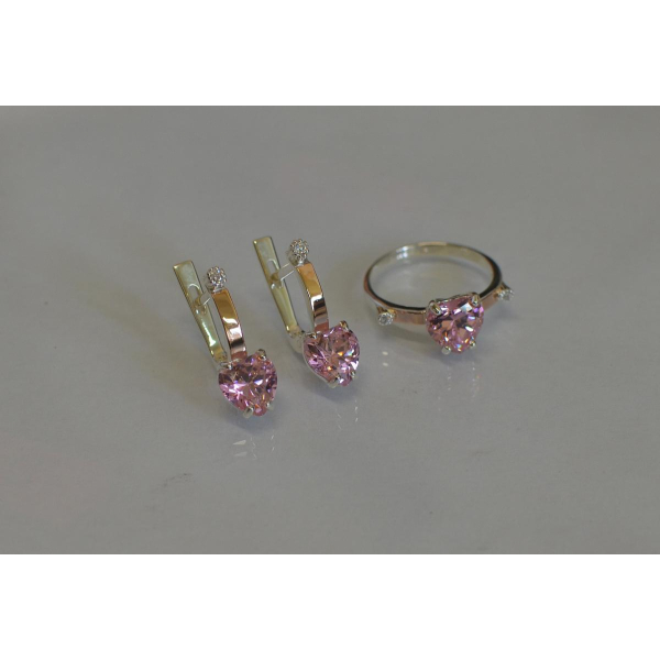 Серебряный гарнитур с золотыми напайками (025)