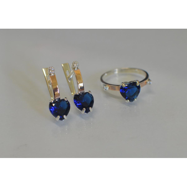 Серебряный гарнитур с золотыми напайками (025)