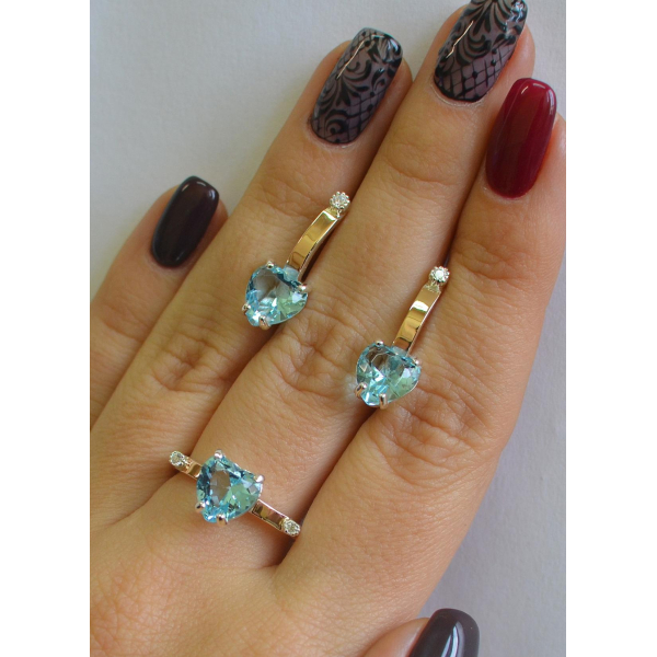 Серебряный гарнитур с золотыми напайками (025)