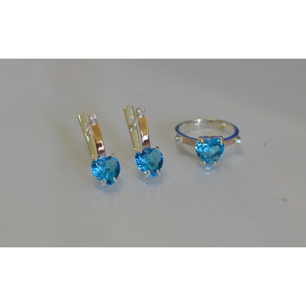 Серебряный гарнитур с золотыми напайками (025)