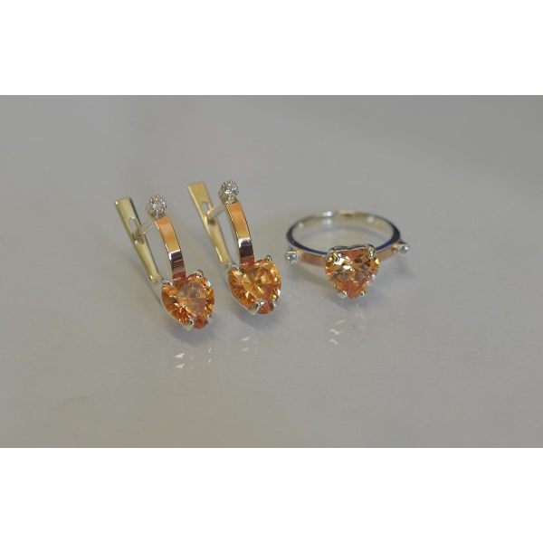 Серебряный гарнитур с золотыми напайками (025)